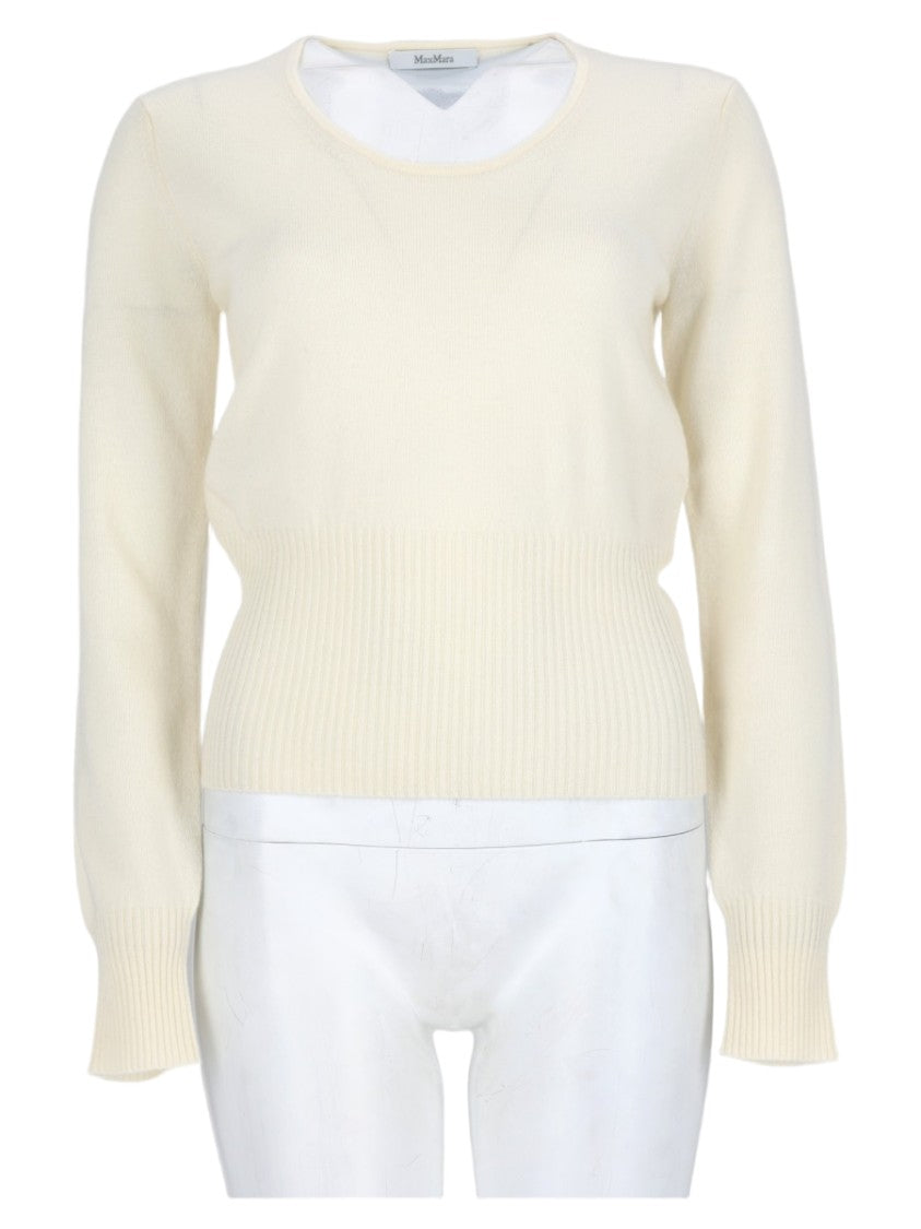 Max Mara White Lana Wool Cashmere Soft Knit Sweater