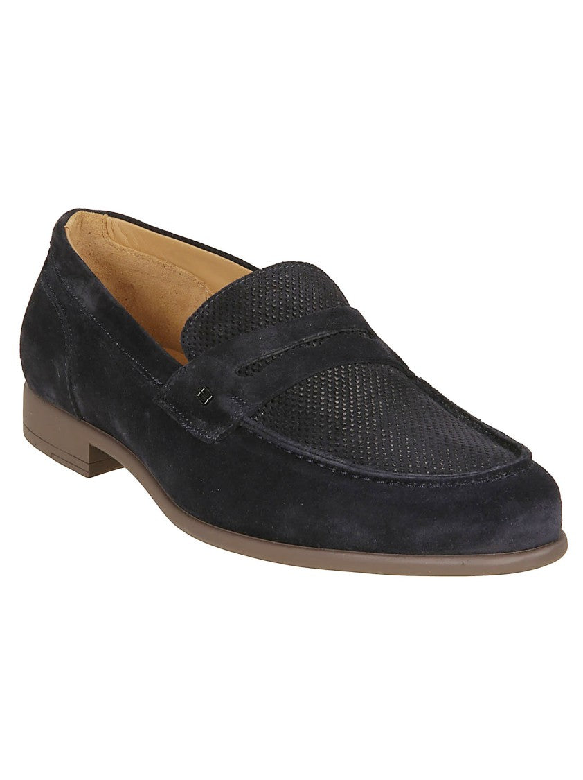 Baldinini Black Suede Textured Loafers