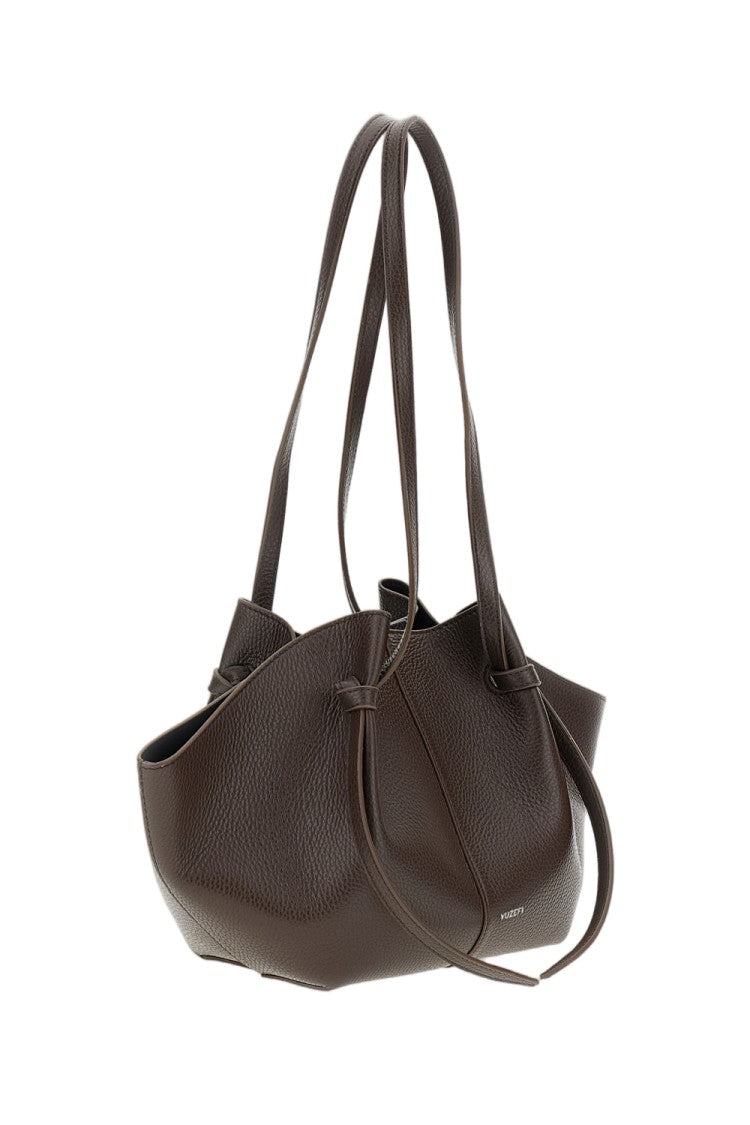 Yuzefi Brown Mochi Pebble Grain Leather Tote Bag