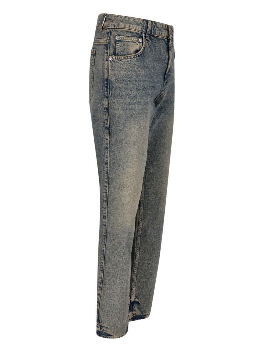 Represent Straight-Leg Blue Denim Jeans With Worn Effect