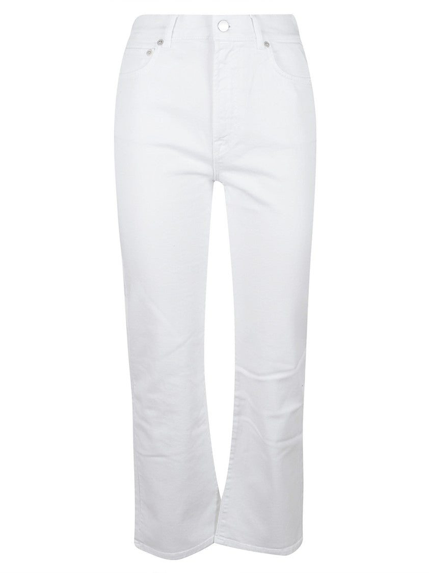 Siviglia Cropped White Jeans With Flared Hem