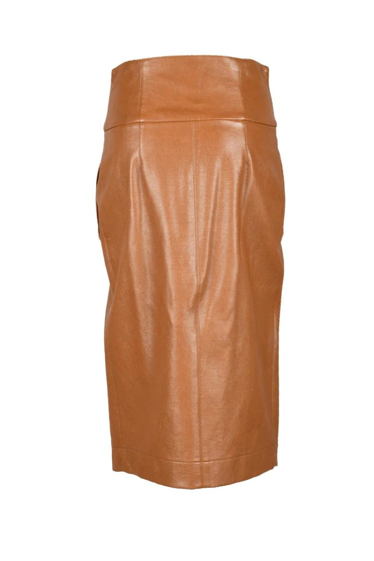 Aglini Brown Midi Skirt With High Waist