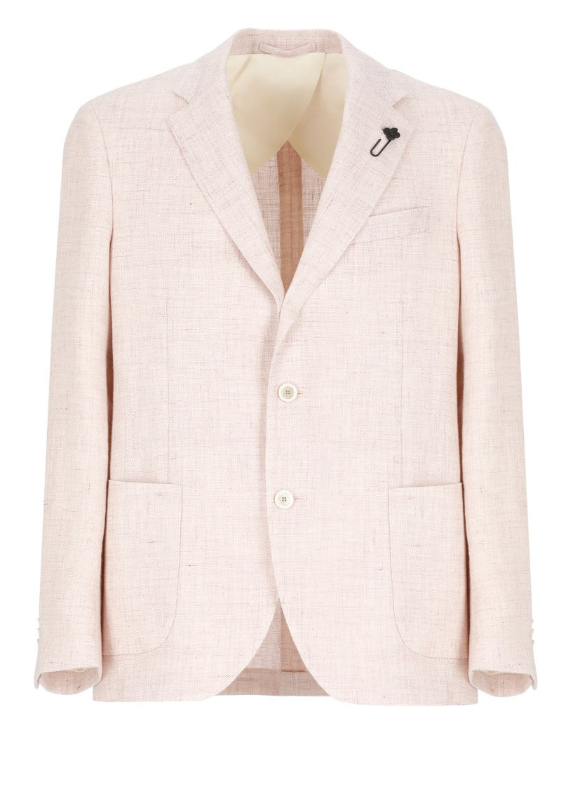 Lardini Pink Linen And Virgin Wool Jacket