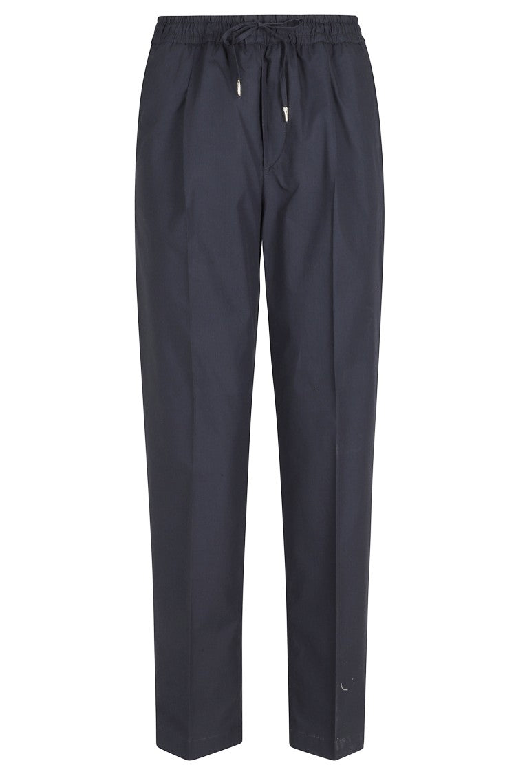 Briglia Blue Wimbledon Elastic Waist Drawstring Cotton Straight-Leg Pants