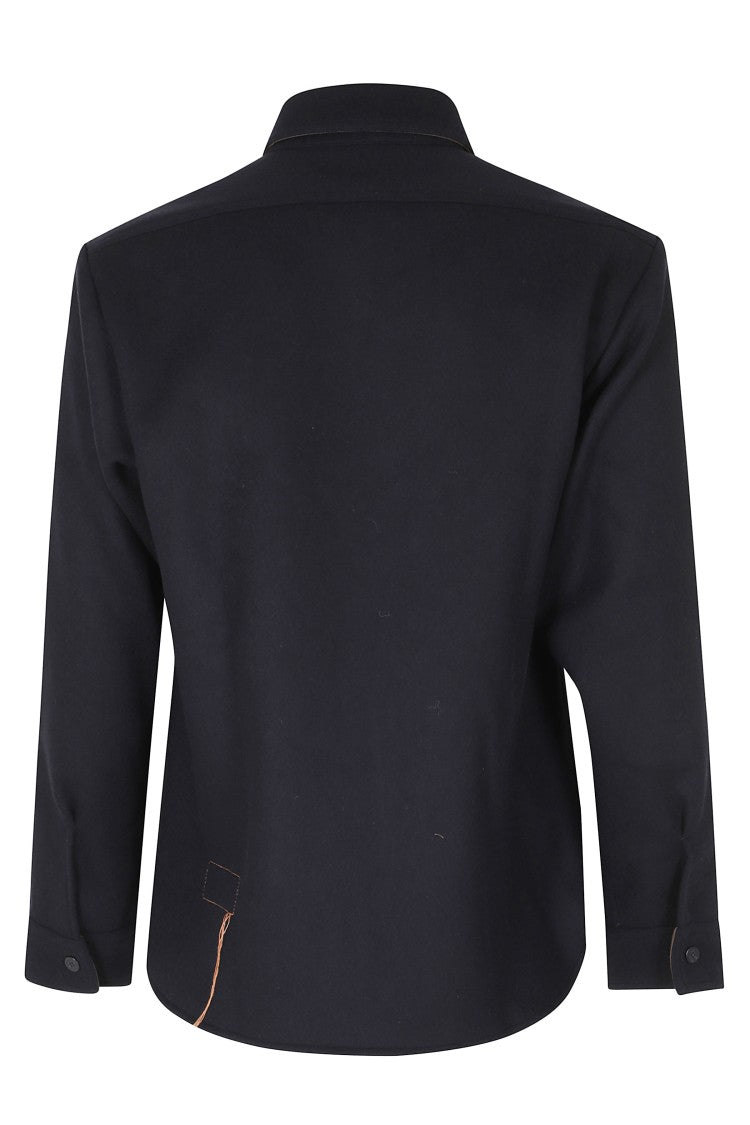 Fortela Deep Blue Boxy Melton Wool Overshirt