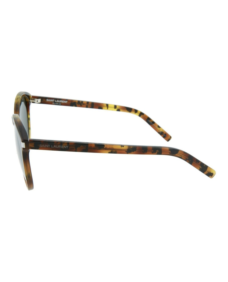 Saint Laurent Round-Frame Acetate Sunglasses With Saddle Nose Bridge