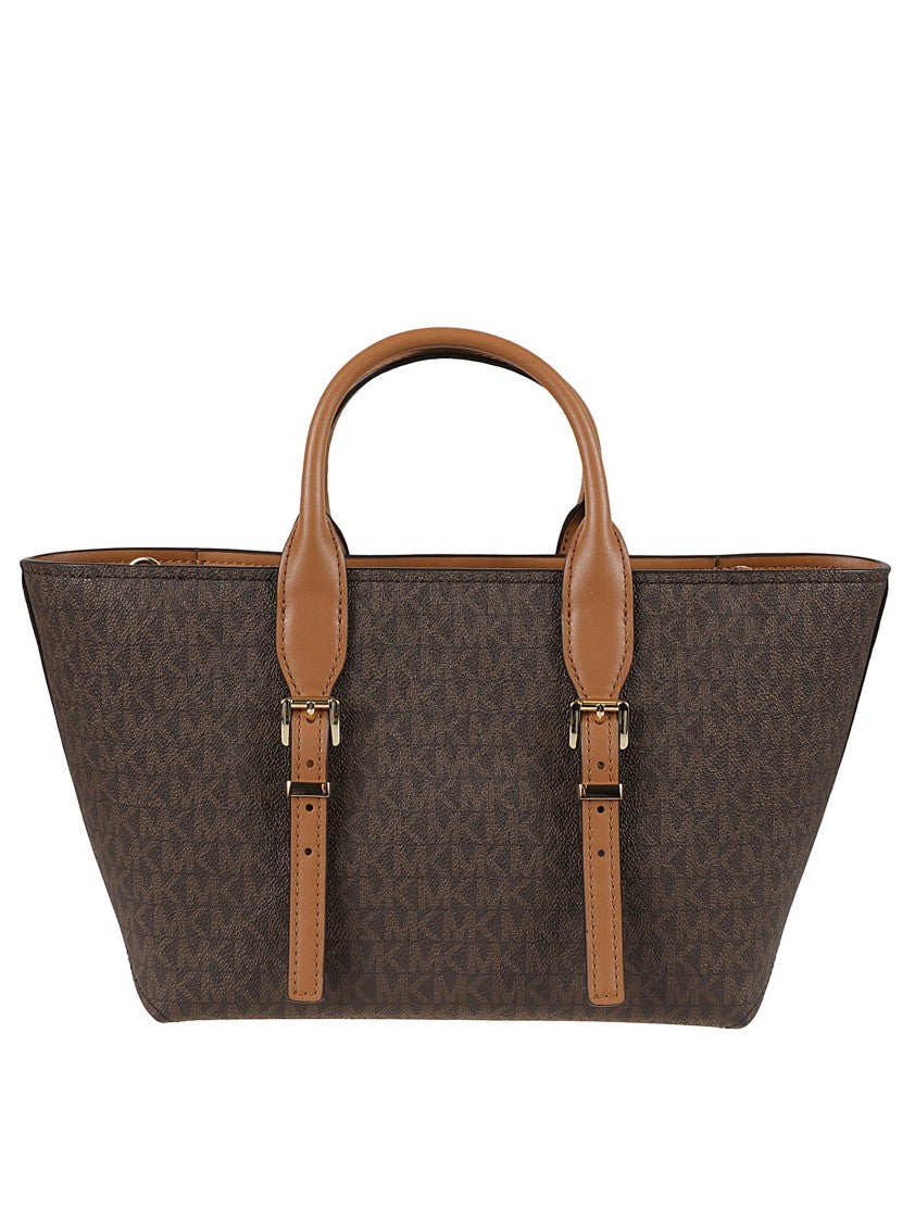 Michael Kors Structured Brown Lamb Leather Shoulder Bag