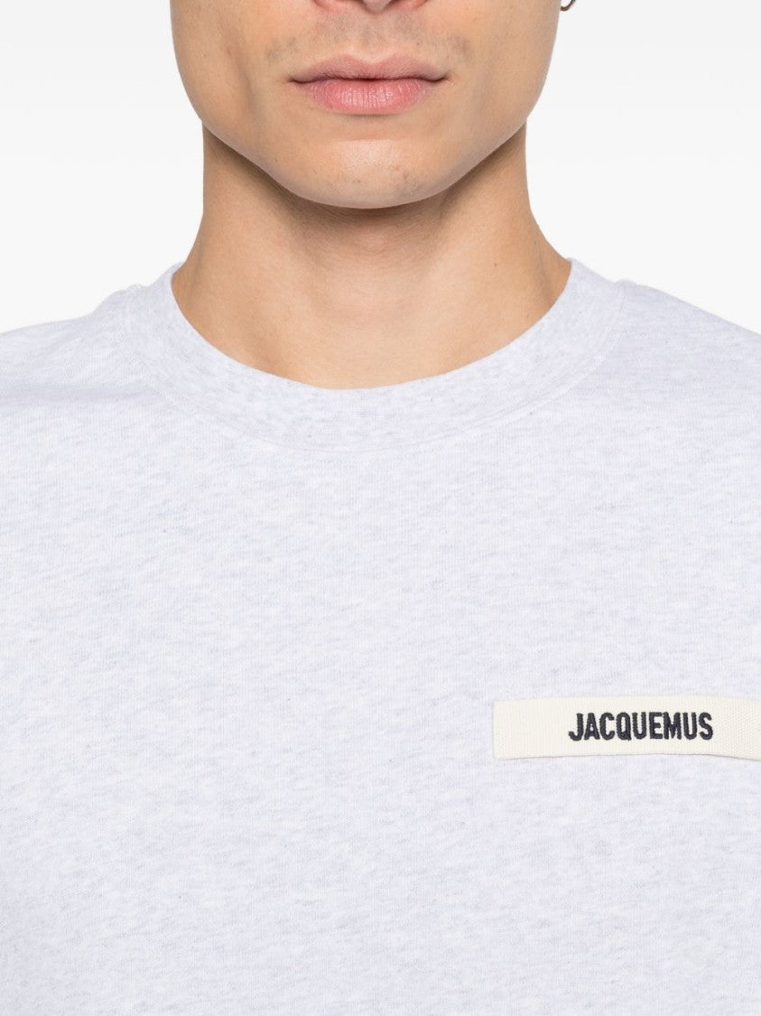 Jacquemus Casual Grey Logo Patch Round T-Shirt
