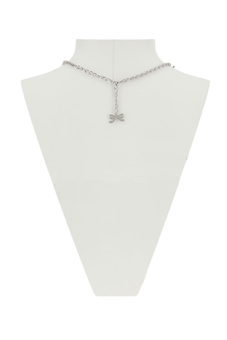 Self-Portrait Crystal Bow Necklace