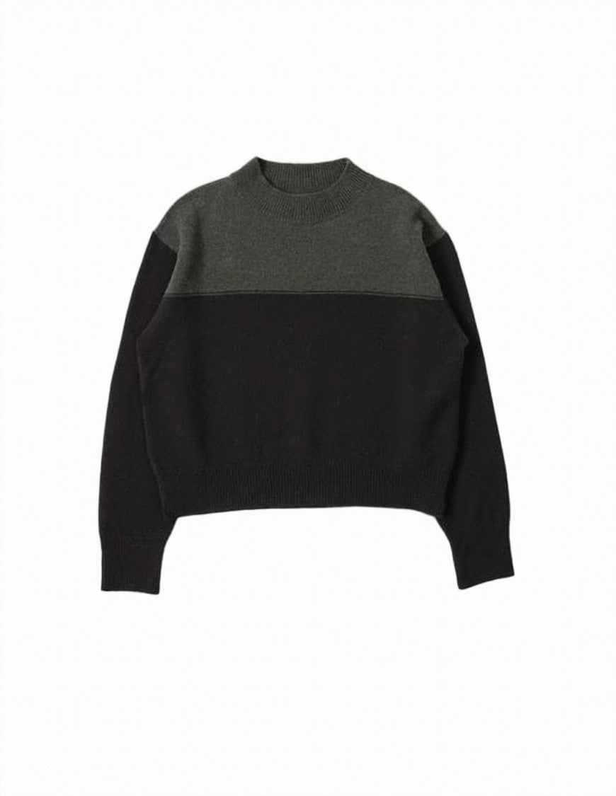 Margaret Howell Two-Tone Cropped Sweater With Ribbed Detailing
