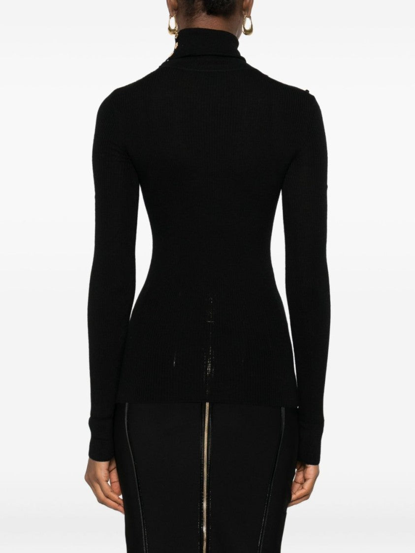 Elisabetta Franchi Fitted Black Turtleneck Sweater