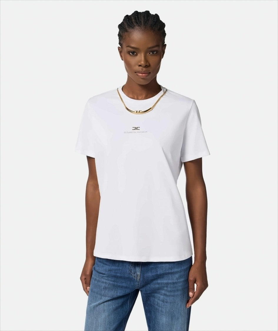 Elisabetta Franchi Short-Sleeved Cotton Jersey T-Shirt
