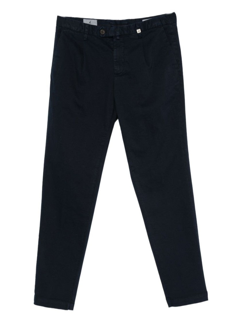 Myths Straight-Leg Tailored Trousers In Deep Blue Cotton Blend
