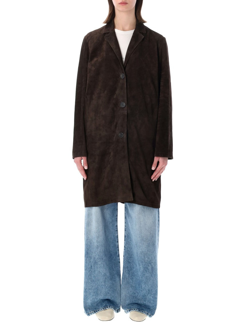Sword Fringed Suede Leather Tailored Coat