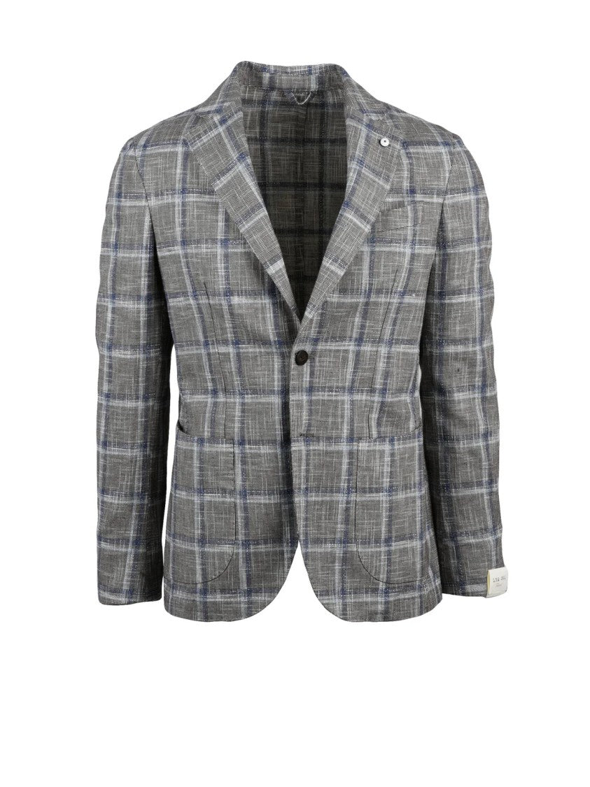 L.B.M. 1911 Grey Cotton Linen Silk Blazer Jacket