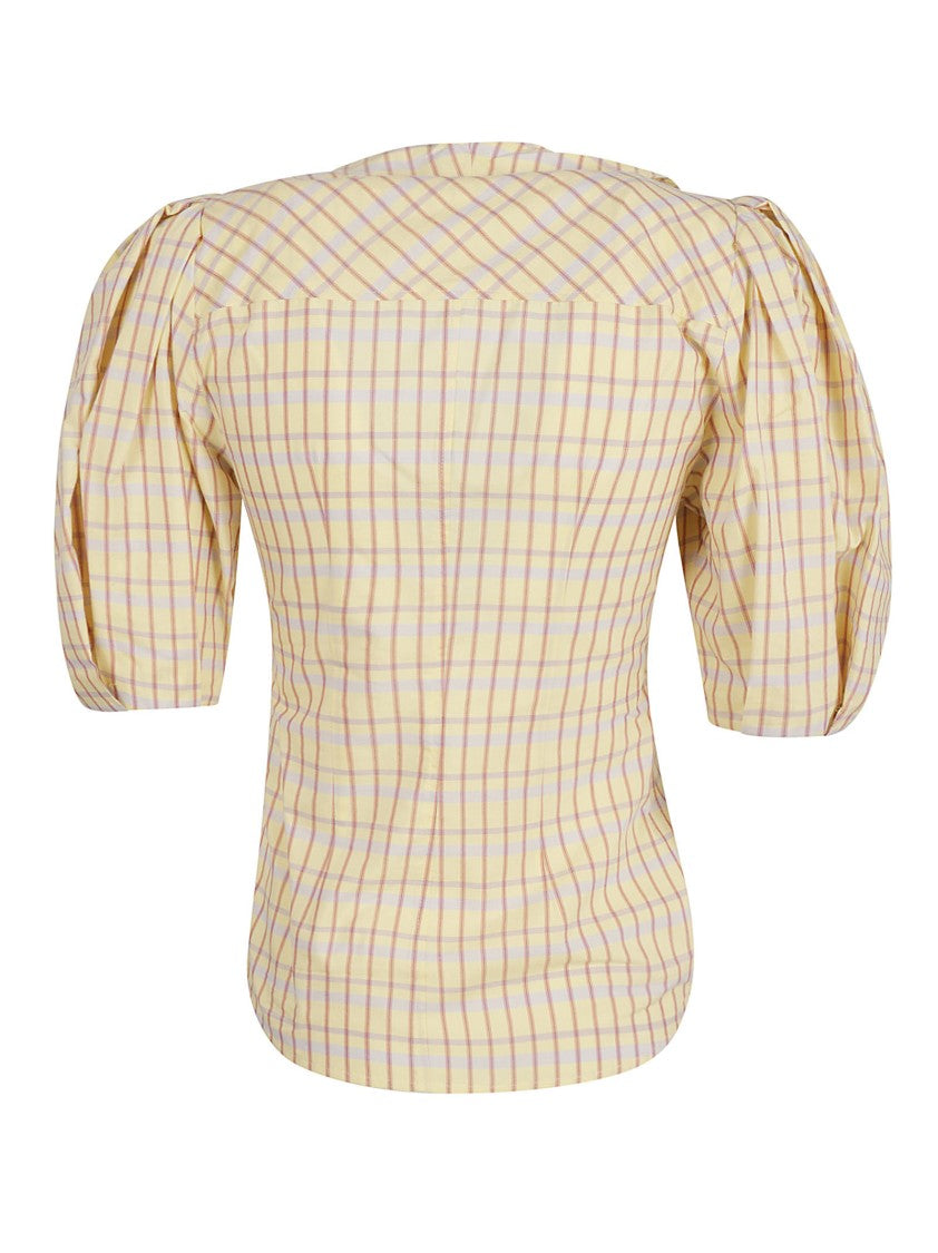 Isabel Marant Ruffled Neckline Check Pattern Shirt