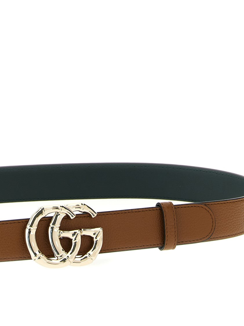 Gucci Hammered Leather Belt With Bamboo-Inspired Double G Buckle