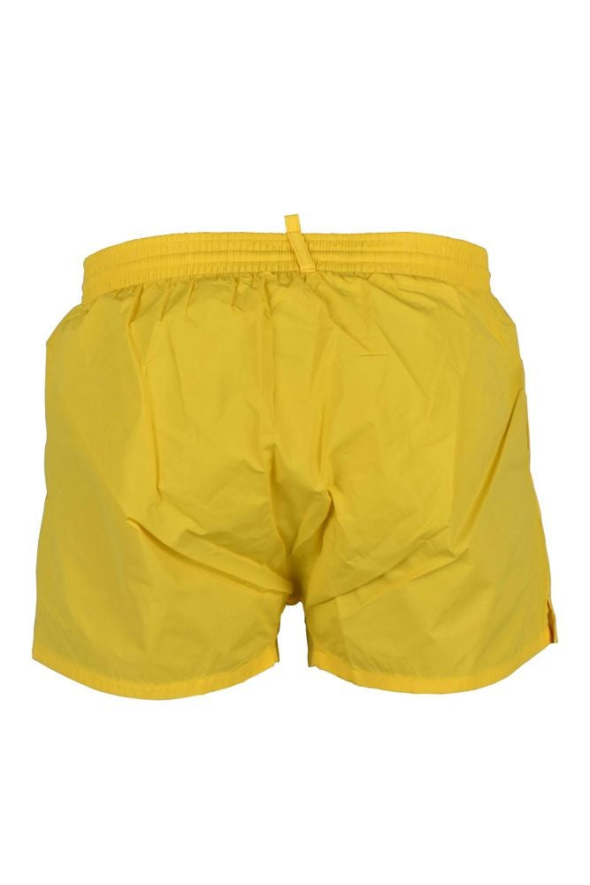 Dsquared2 Yellow Swim Shorts With Bold Pink Logo