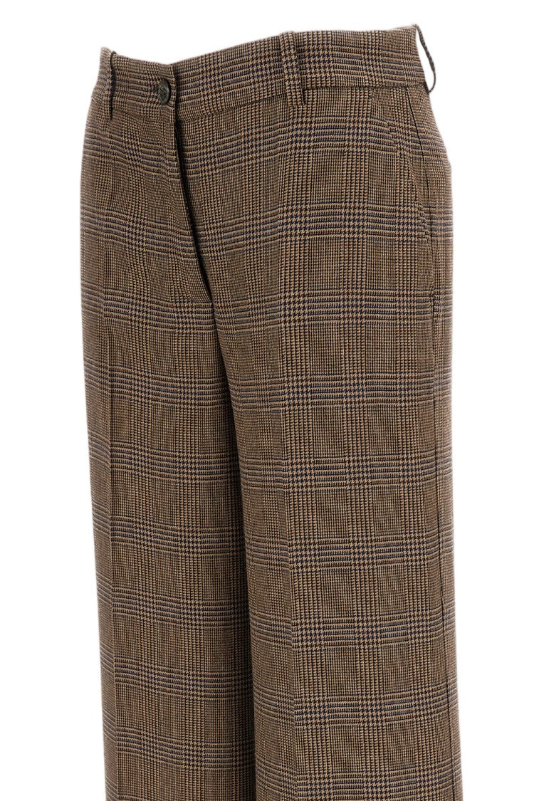 Parosh Multicolor Houndstooth Wool-Blend Wide-Leg Pants