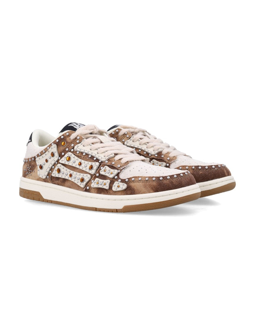 Amiri Brown Stud Skel Top Low Sneakers
