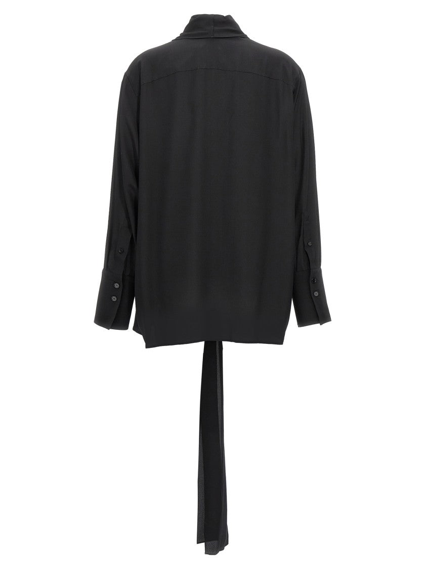 Givenchy Silk Crêpe De Chine Shirt With Lavallière Collar And Deep V-Neck