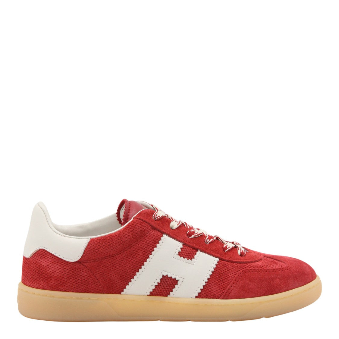 Hogan Red Suede Sneakers With Textured Upper
