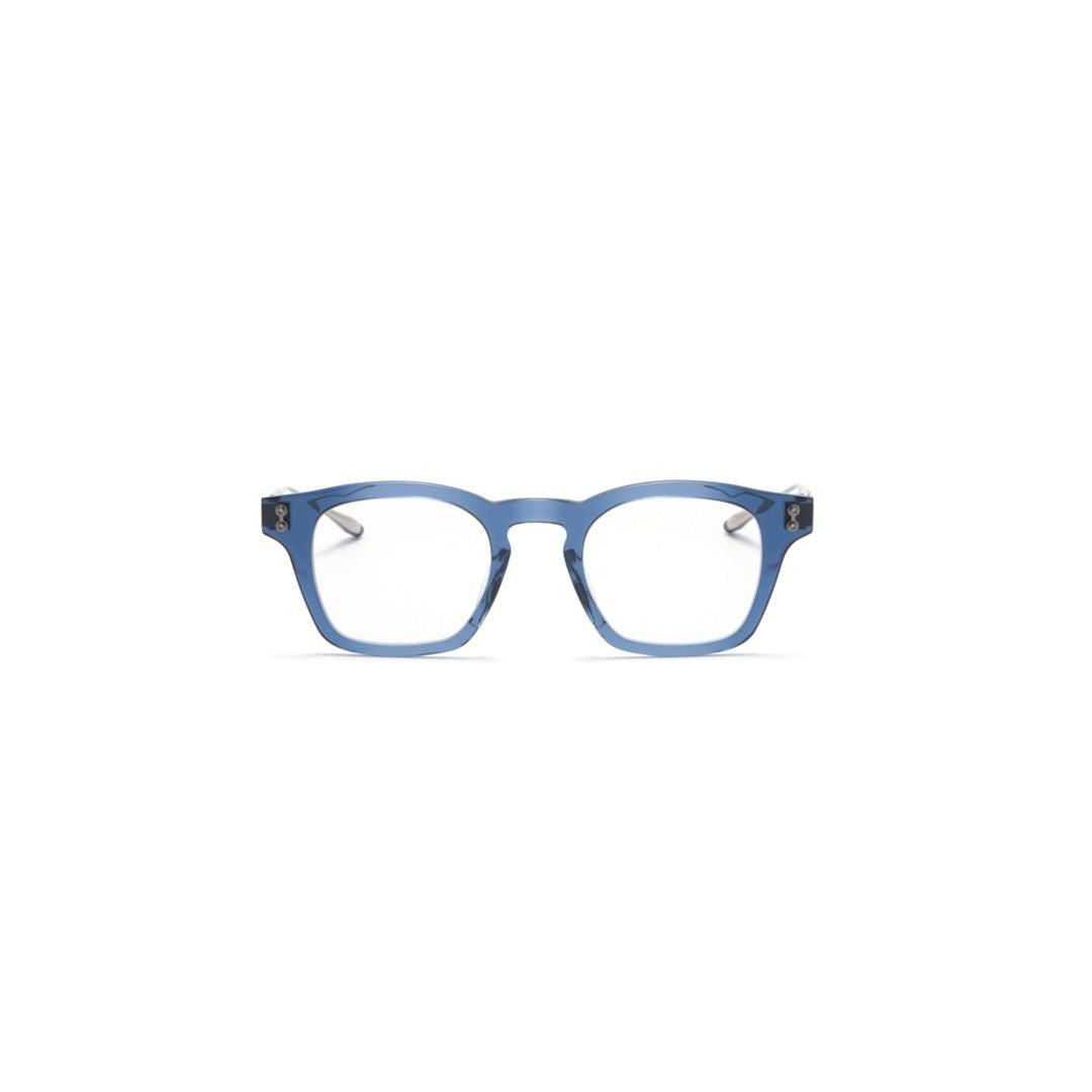 Akoni Akx-418 Translucent Blue Square Frame Eyeglasses With Metal Temples