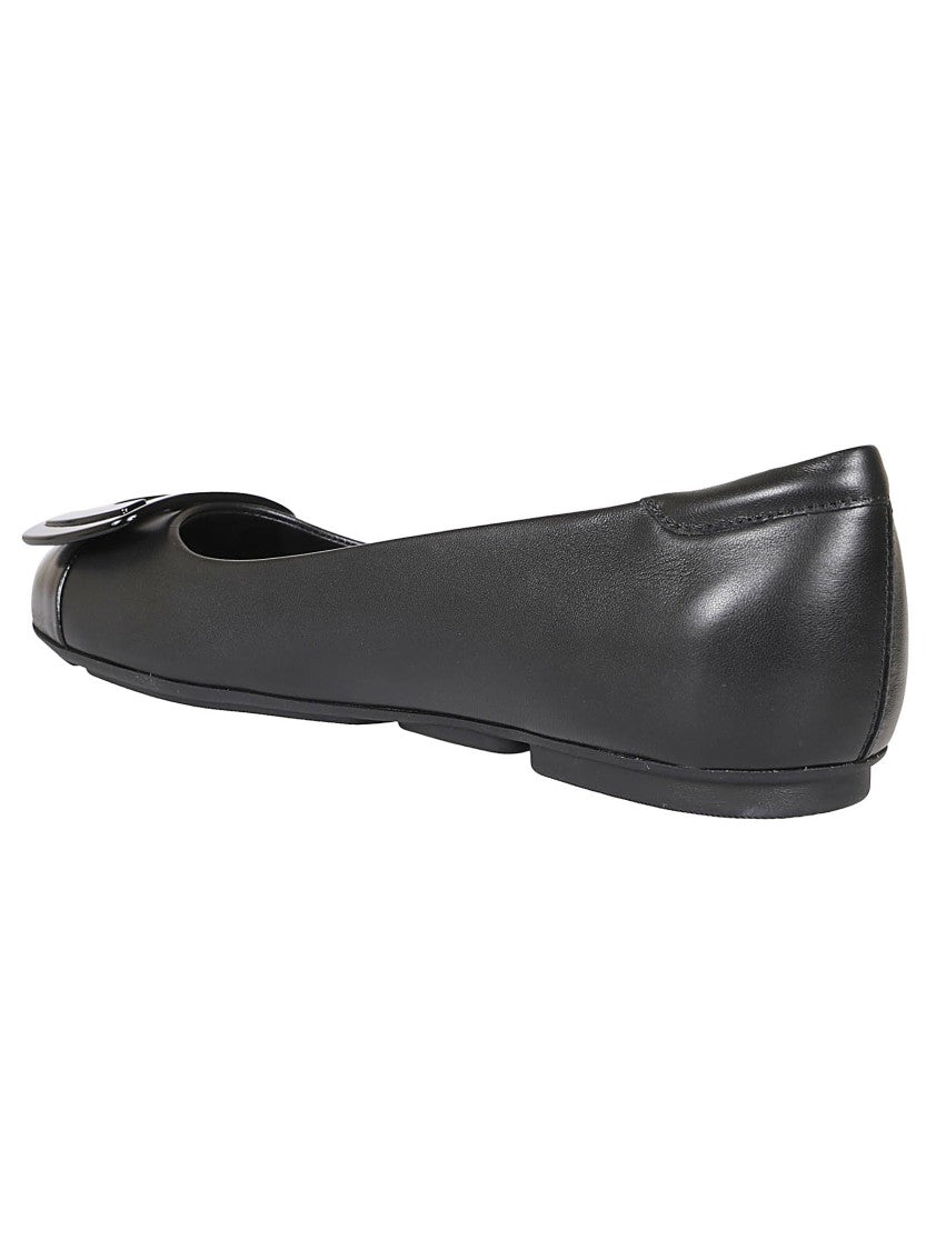 Hogan H661 Leather Flats With Rounded Toe