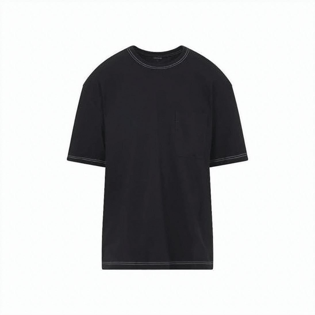 Lemaire Relaxed-Fit Black T-Shirt With Contrasting Stitching