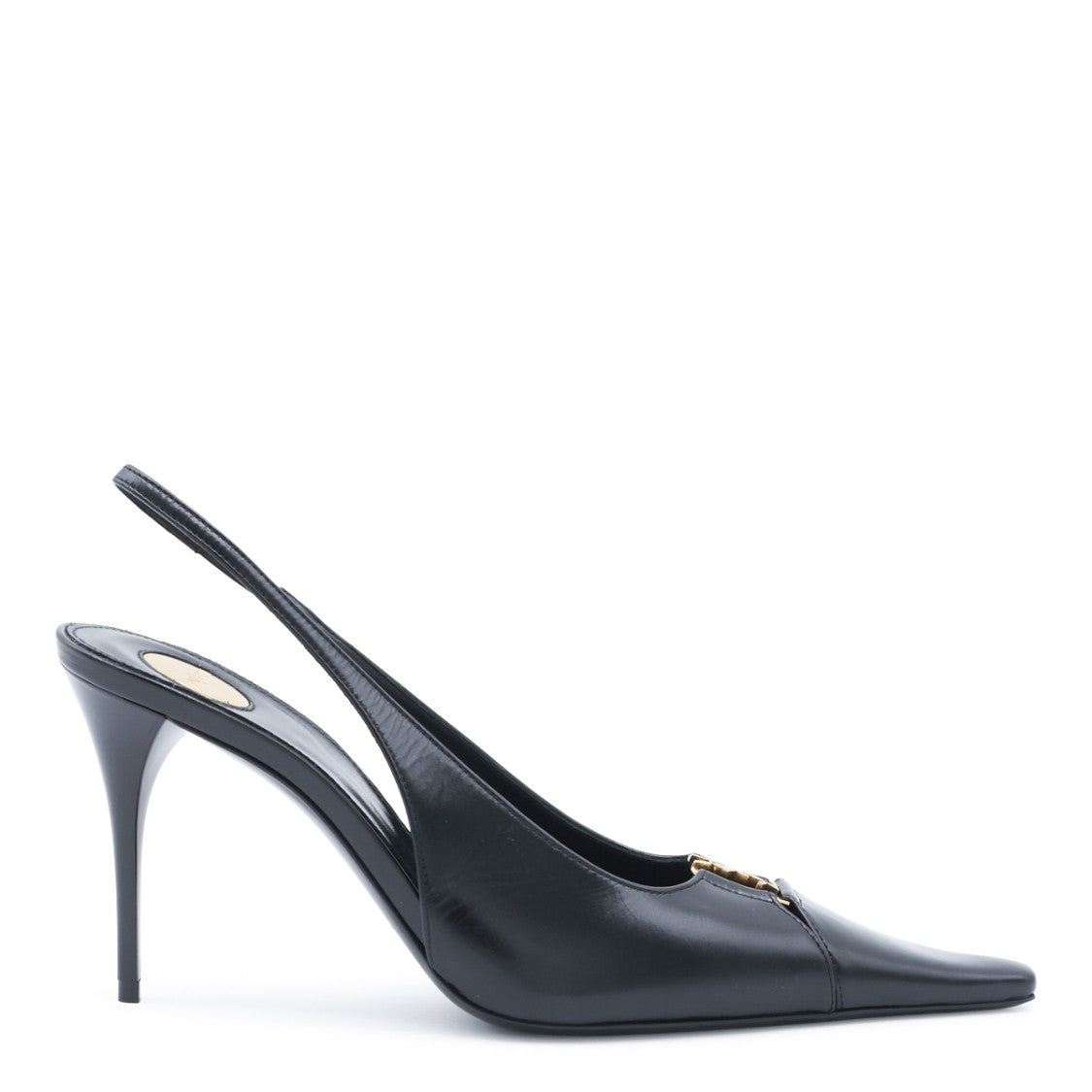Saint Laurent Black Babylone Leather Slingback Pumps