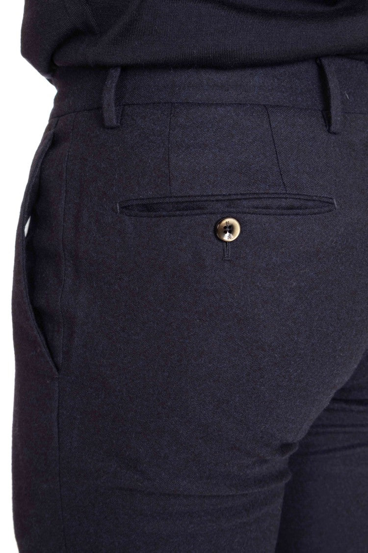 Pt Torino Super 130'S Wool Slim Fit Flat Front Trousers