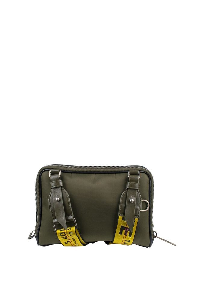 Off-White Rectangular Leather Satchel With Signature Shoulder Strap
