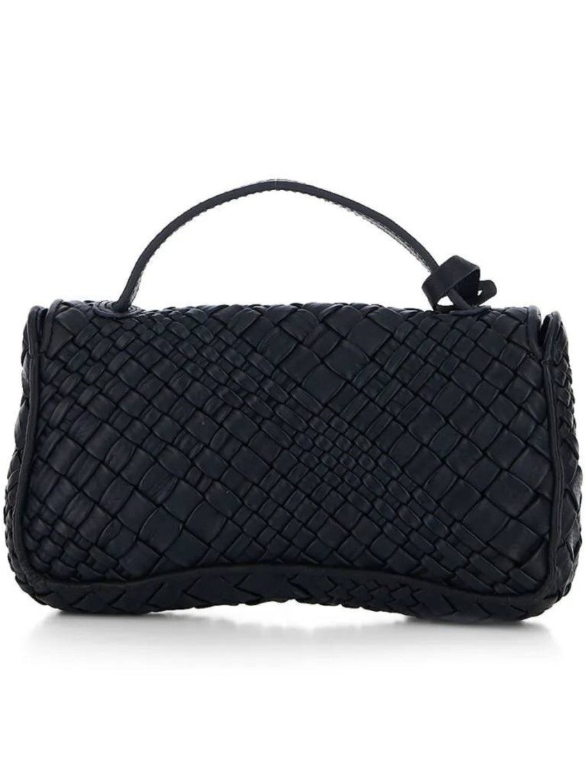 Visona` Structured Black Woven Handbag