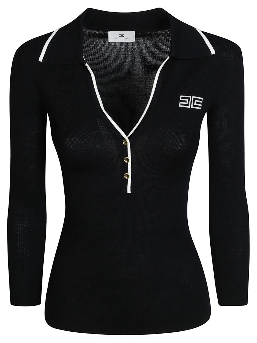 Elisabetta Franchi Ribbed Knit Wool-Blend Top