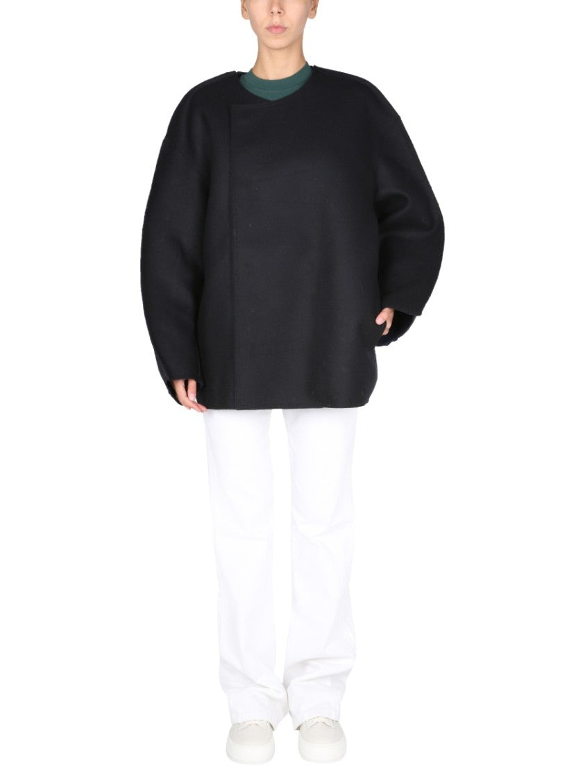 Sunnei Asymmetrical Front Closure Black Coat