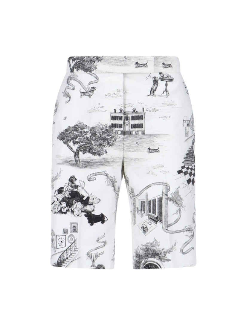 Thom Browne White Hector Toile Print Cotton Shorts