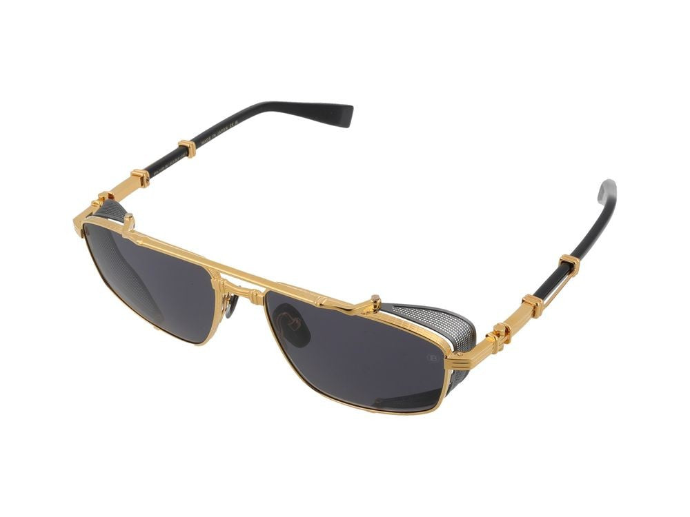 Balmain Bold Rectangular Gold-Tone Sunglasses