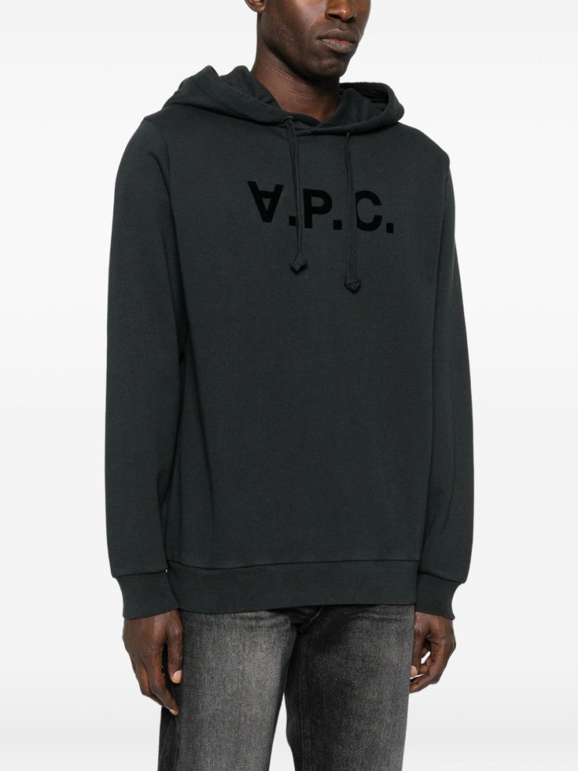 A.P.C. Black Minimalist Logo Cotton Hoodie