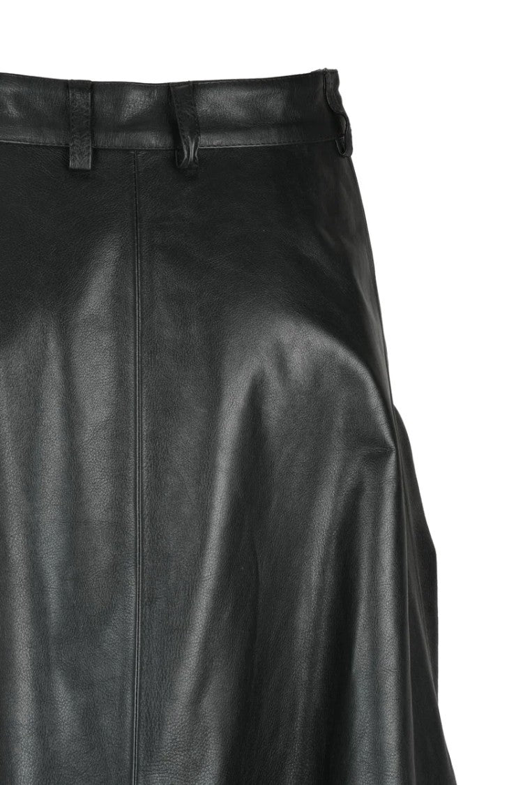 Balenciaga Long Leather Skirt - Black