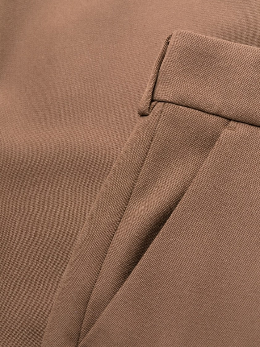 Balmain Tobacco Brown Slit Tapered Wool Trousers