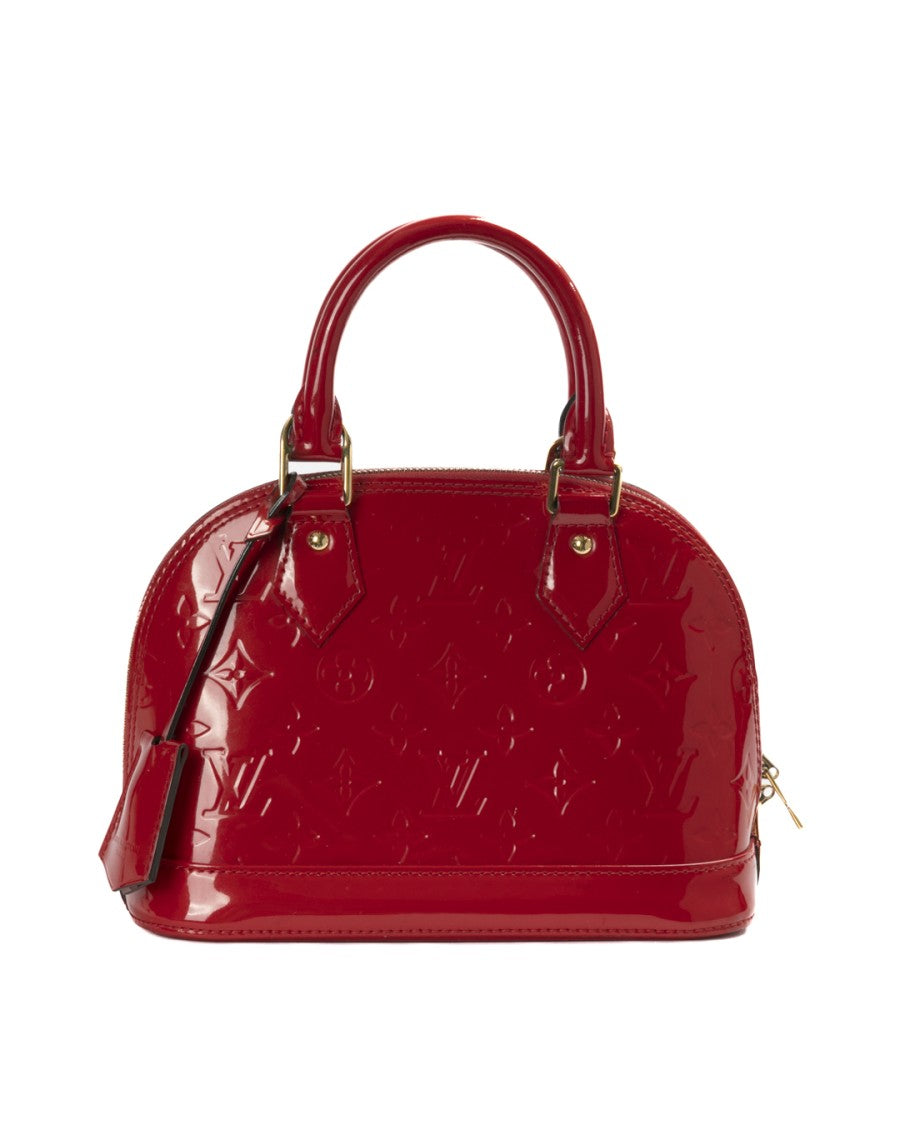Louis Vuitton Red Alma Bb Patent Leather Tote Bag