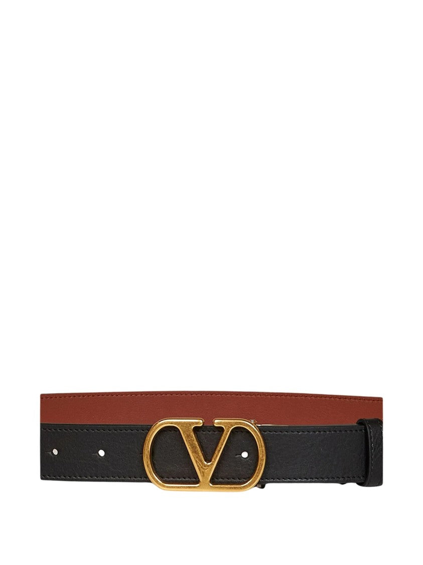 Valentino Reversible V-Buckle Calf Leather Belt