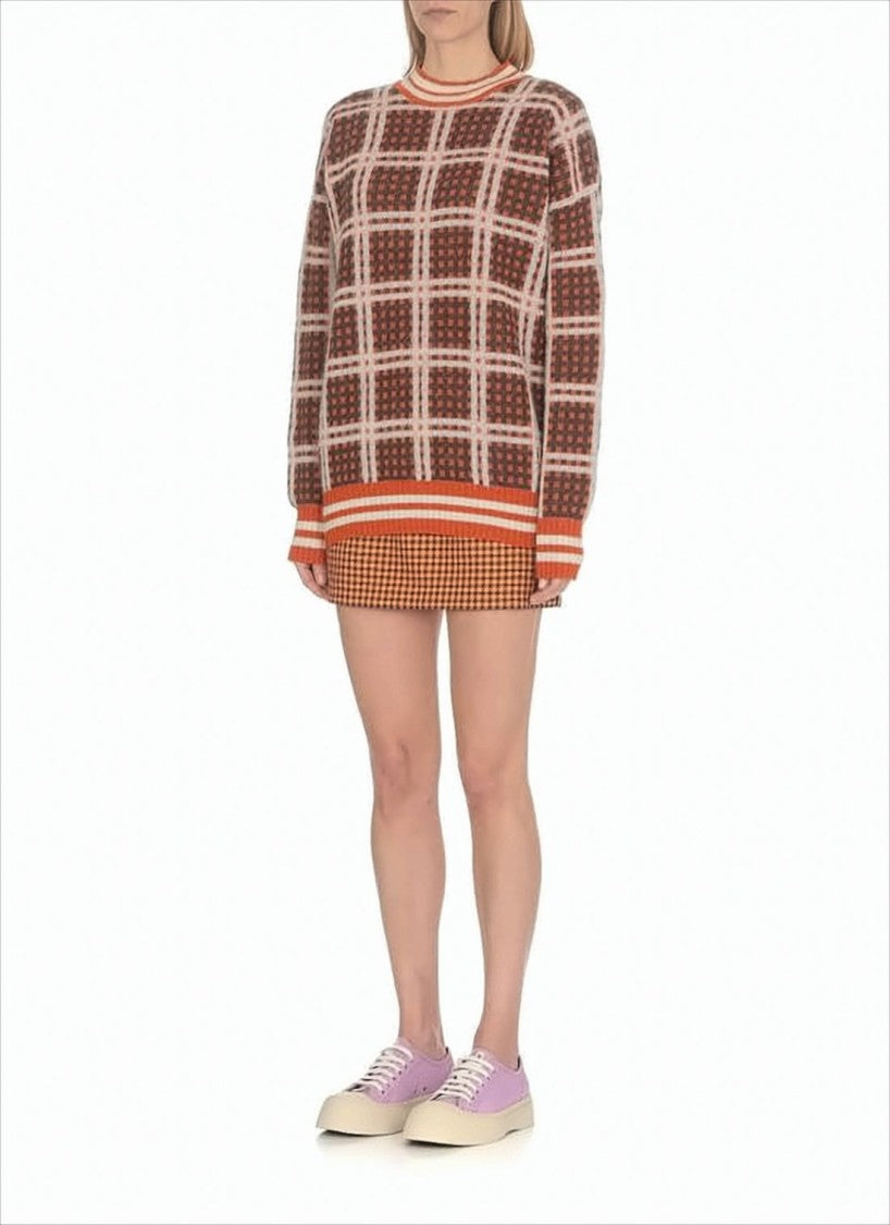 Marni Houndstooth Pattern Mini Skirt With Clean Waistband