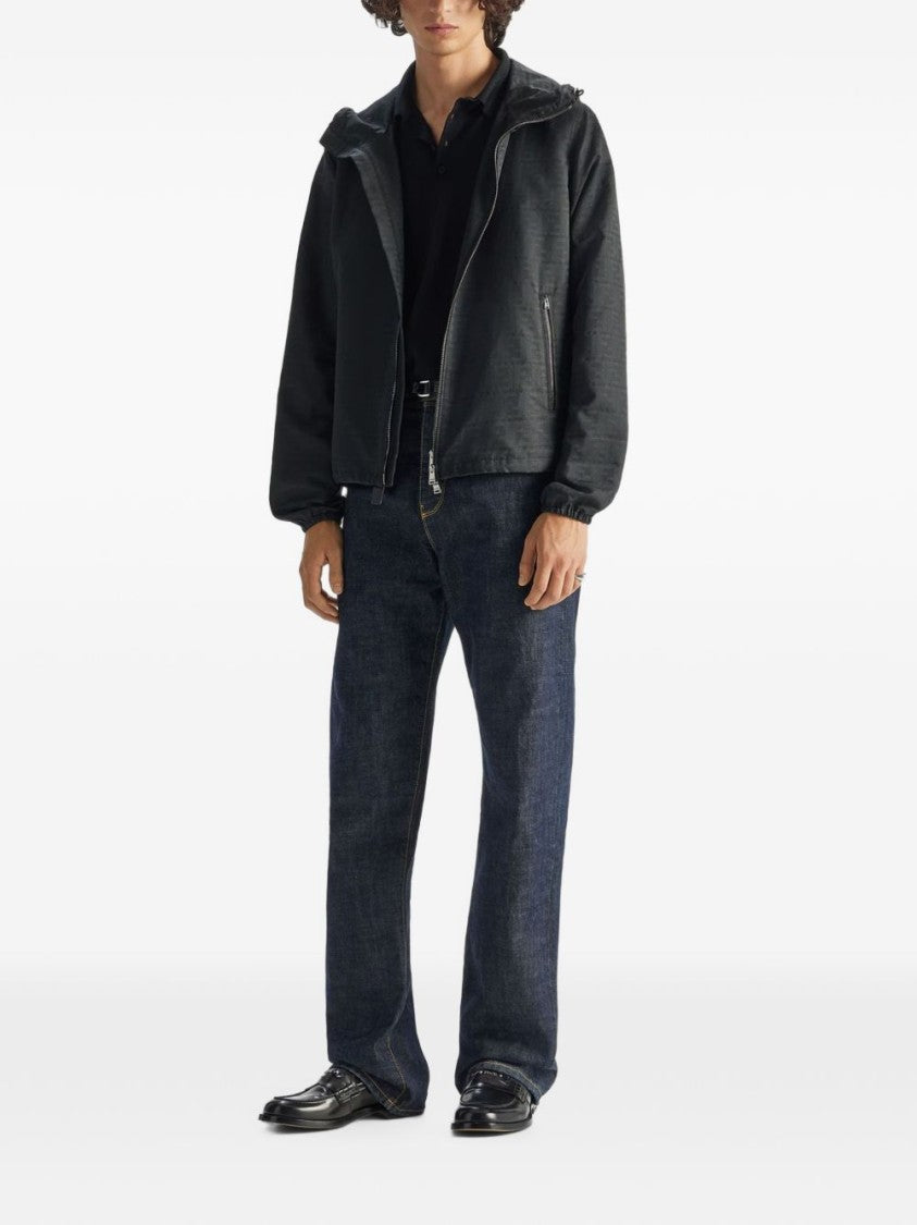 Fendi Embossed Hooded Zip-Up Jacket