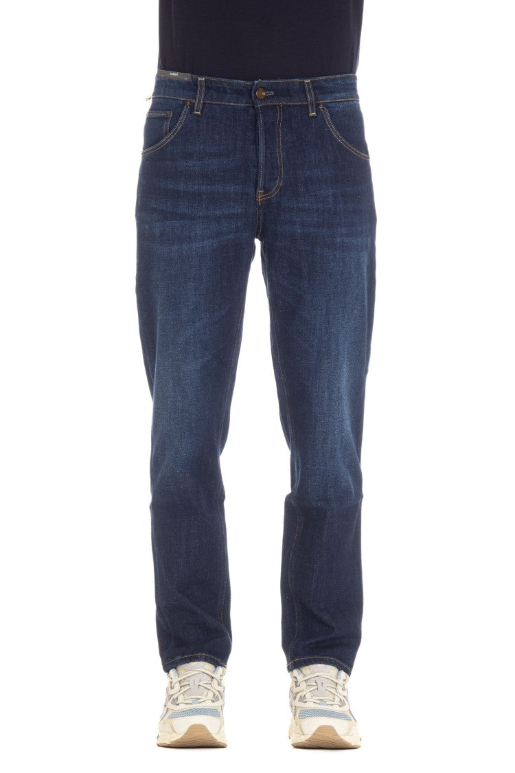 Pt Denim Dark Wash Camoscio Carrot Fit Jeans