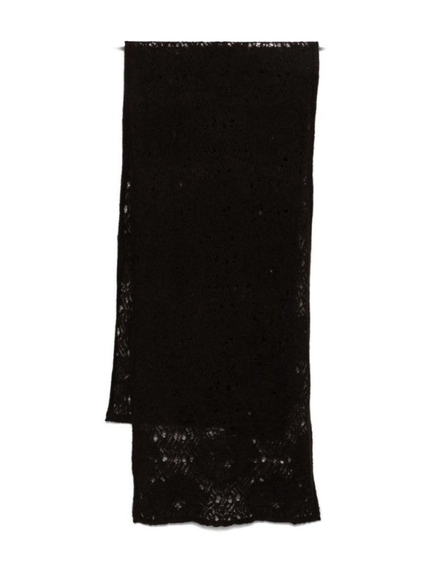 Dexterior Gray Lace Scarf In Wool