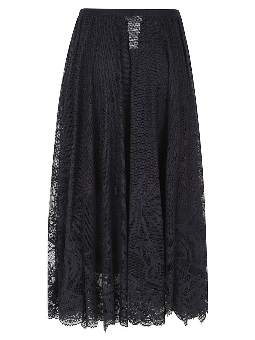 Fabiana Filippi Flared Midi Skirt With Crochet Lace