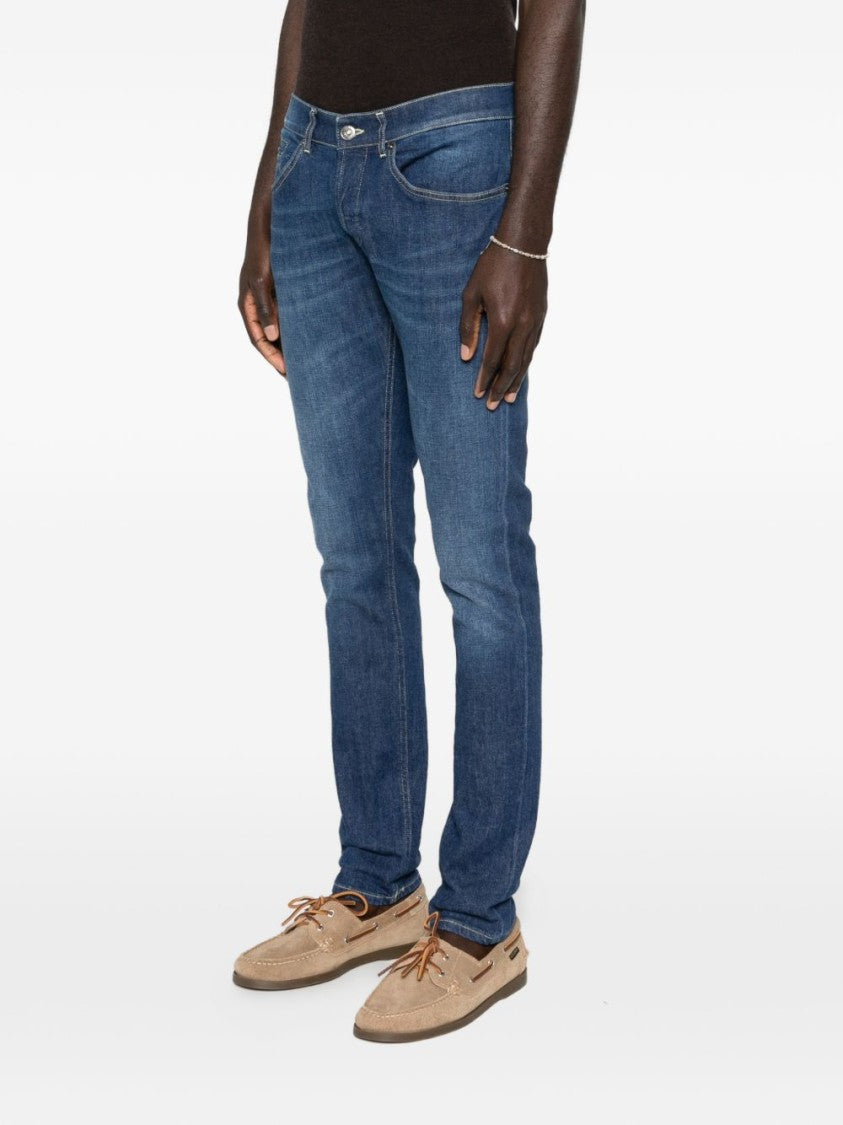 Dondup Blue Tonal Topstitching Straight Jeans
