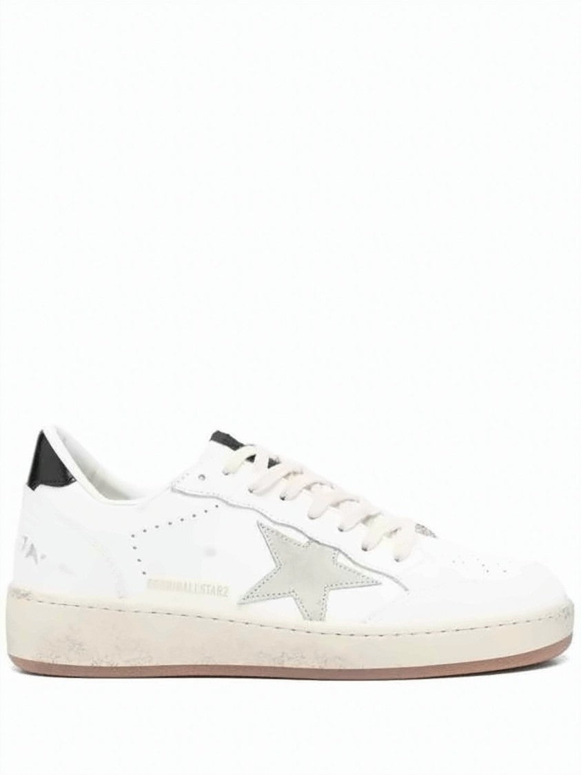 Golden Goose Low-Top White Leather Sneakers With Grey Suede Star