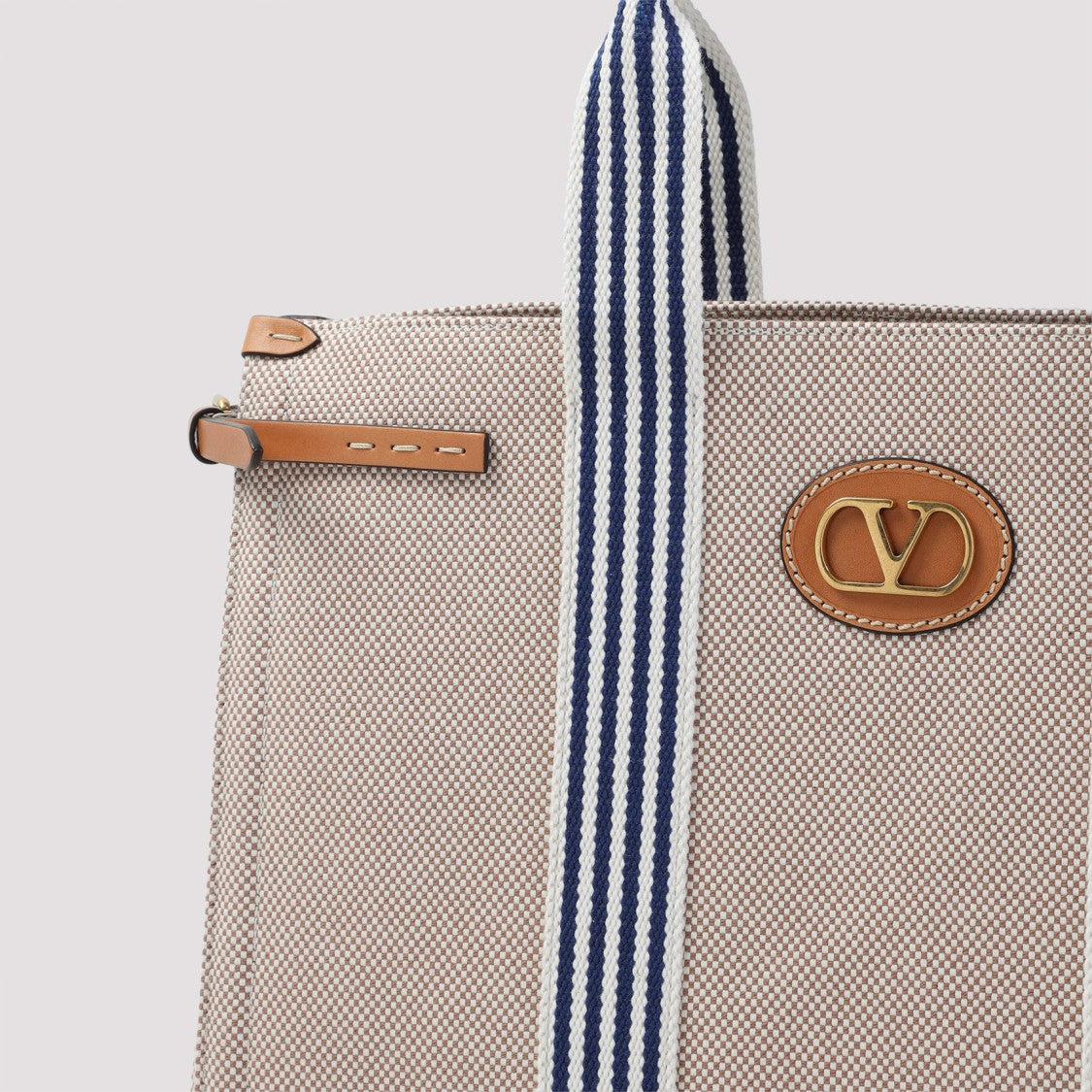 Valentino Antibes Large Beige Canvas Shoulder Bag